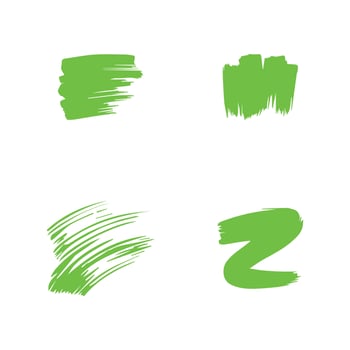 Green ink brush strokes isolated on white background. Grunge graphic elements. Dirty texture banners. Ink splatters. vector