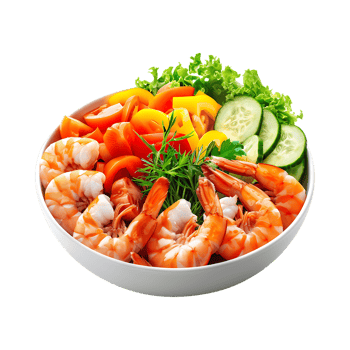 Seafood shrimps and vegetable on Transparent Background png