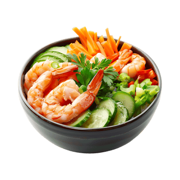 Seafood shrimps and vegetable on Transparent Background png