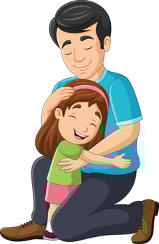 Cartoon father hugging a daughter vector