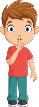 Cartoon boy with finger over his mouth vector