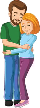 Cartoon young man embracing woman in a loving hug vector