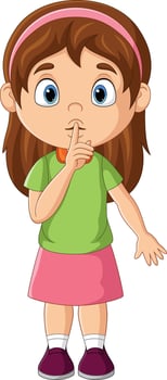 Cartoon little girl with finger over his mouth vector