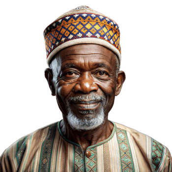 Elderly man wearing traditional hat on transparent background png