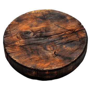 Wooden empty board, round wood board on transparent background png