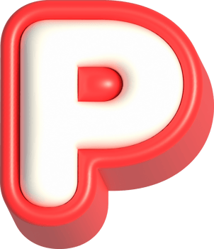 Letter P, 3d rendering uppercase alphabet png