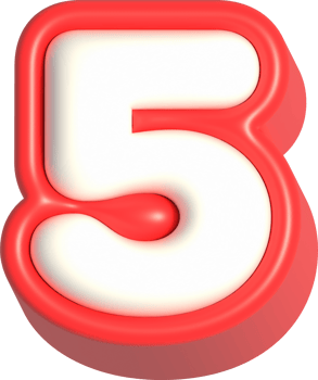 Number 5, 3d rendering uppercase alphabet png