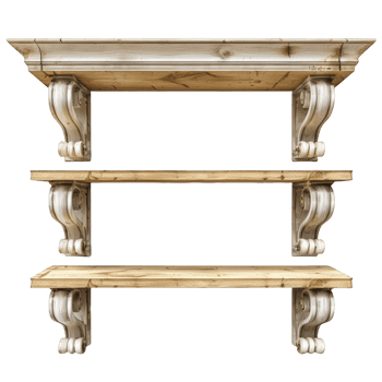 wooden shelves table isolated on transparent background png