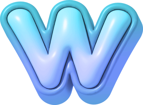 Letter W, Colorful Gradient 3D Lettering png