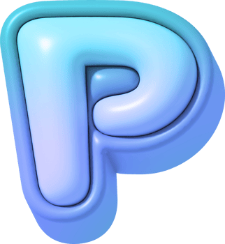 Letter P, Colorful Gradient 3D Lettering png