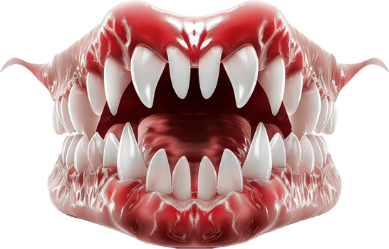 Close-up of monstrous open mouth. png