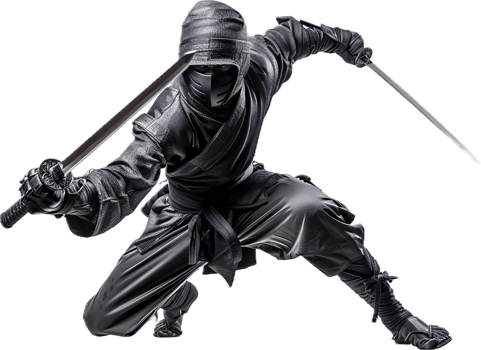 Stealthy ninja with dual swords. png