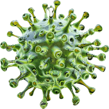 Close-up of green virus cell. png