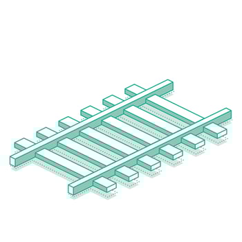 Railway track. Isometric object isolated on white background. Railway icon for web design. vector