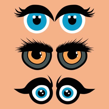Set of cartoon eyes showing various expression illustration vector