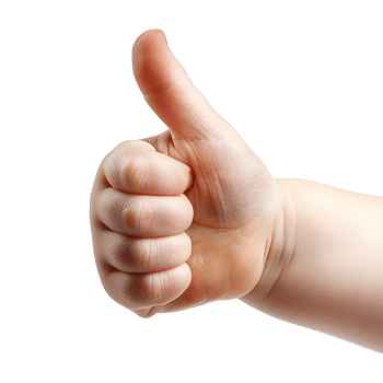 Child hand showing thumbs up isolated on transparent background png