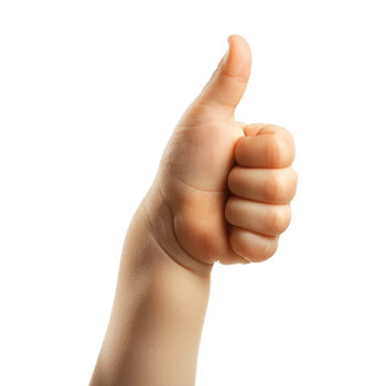 Child hand showing thumbs up isolated on transparent background png