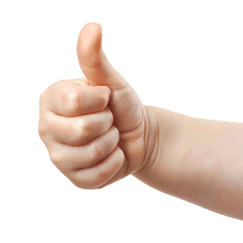 Child hand showing thumbs up isolated on transparent background png