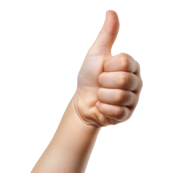 Child hand showing thumbs up isolated on transparent background png