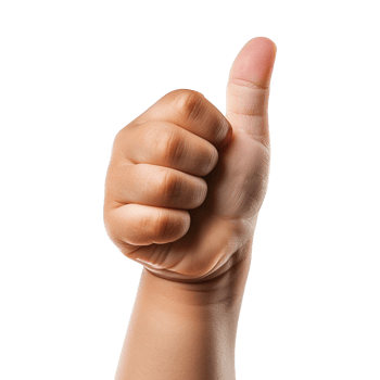 Child hand showing thumbs up isolated on transparent background png