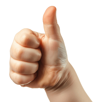 Child hand showing thumbs up isolated on transparent background png