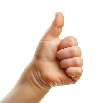 Child hand showing thumbs up isolated on transparent background png