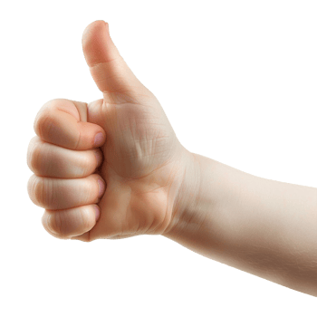 Child hand showing thumbs up isolated on transparent background png