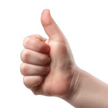 Child hand showing thumbs up isolated on transparent background png