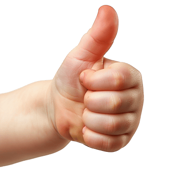 Child hand showing thumbs up isolated on transparent background png