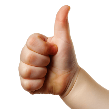 Child hand showing thumbs up isolated on transparent background png