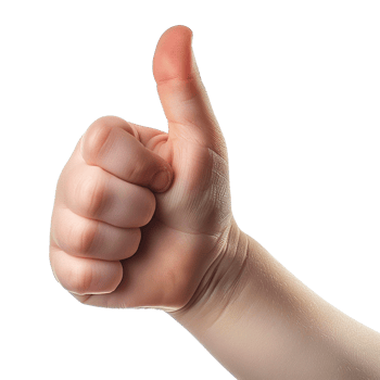 Child hand showing thumbs up isolated on transparent background png
