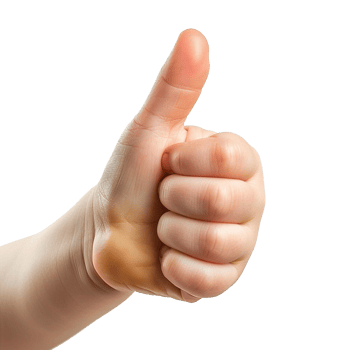 Child hand showing thumbs up isolated on transparent background png