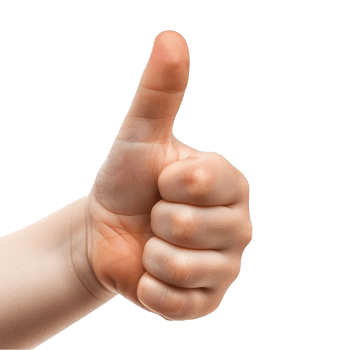 Child hand showing thumbs up isolated on transparent background png