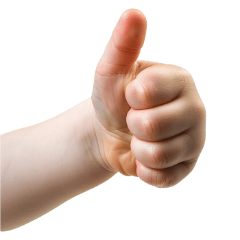 Child hand showing thumbs up isolated on transparent background png