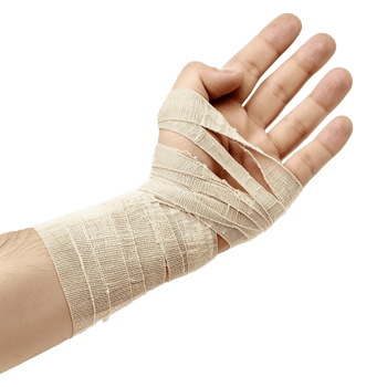 Broken hand warp with elastic bandage isolated on transparent background png