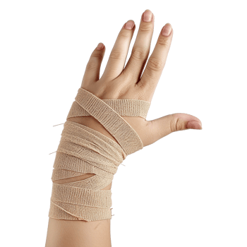 Broken hand warp with elastic bandage isolated on transparent background png