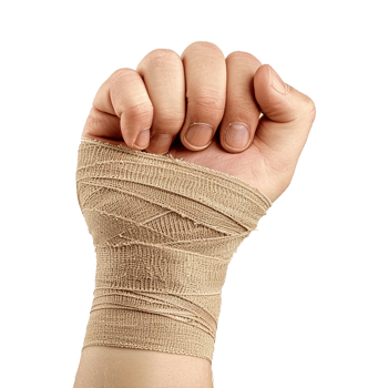 Broken hand warp with elastic bandage isolated on transparent background png