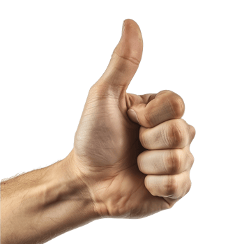 Thumbs up male hand isolated on transparent background png
