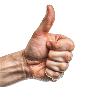 Thumbs up male hand isolated on transparent background png