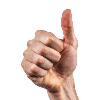 Thumbs up male hand isolated on transparent background png