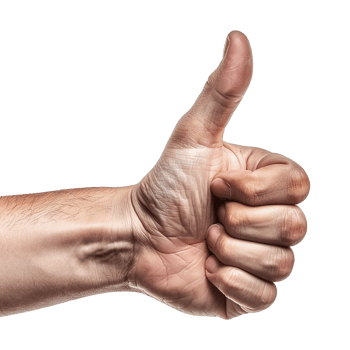 Thumbs up male hand isolated on transparent background png