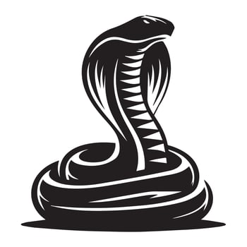 king cobra snake pose illustration in black and white vector