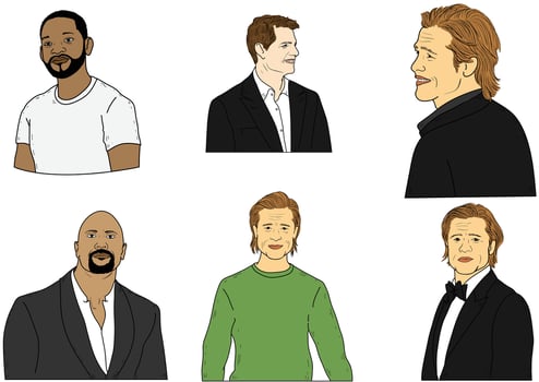 celebrities, famous people,-actors-drawing-line-art vector