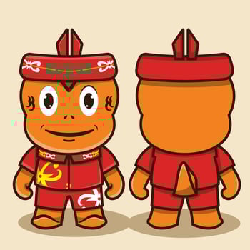 Fish mascot Traditional design illustration, Cute fish mascot with custom indonesian traditional attire and plumage vector