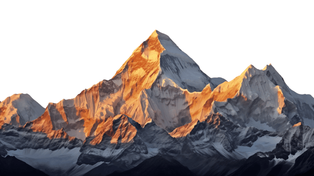 Mountain covered by snow on transparent background png