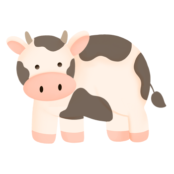 cartoon cow on transparent background png