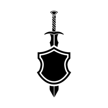 Shield and sword icon . Shield illustration sign. Sword symbol or logo. vector