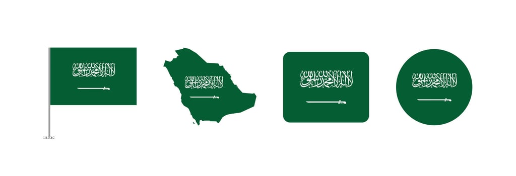 Saudi Arabia flag. Set of Saudi Arabia Flags Collection. vector