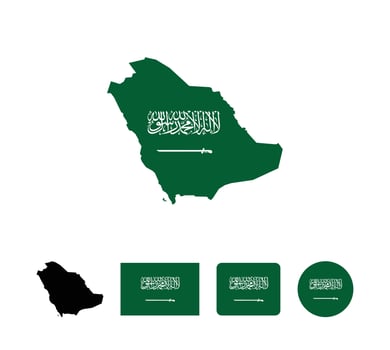 Saudi Arabia flag. Set of Saudi Arabia Flags Collection. vector