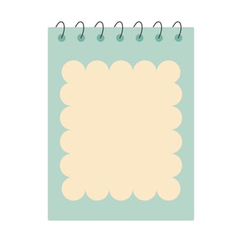 Memo notepad with cute cloud design. Spiral notebook template for notes. Workbook for school, planner, personal organizer. vector